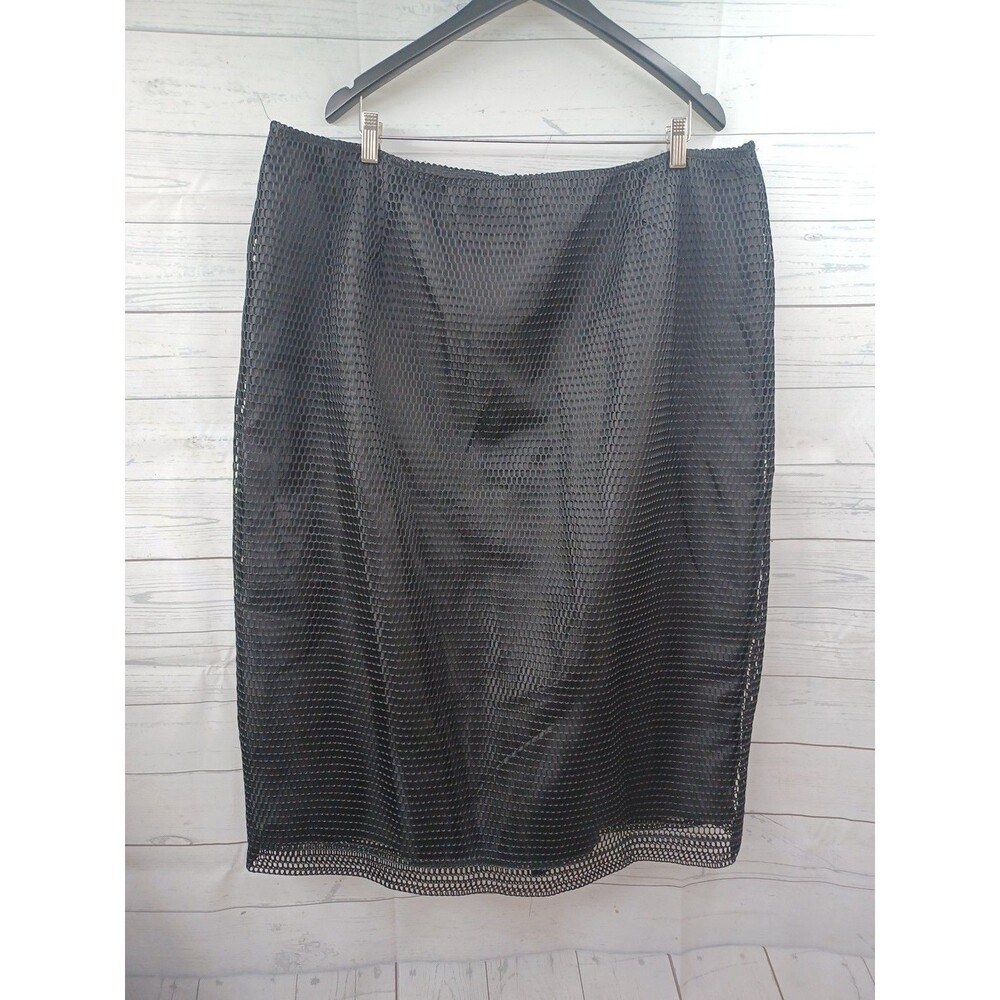 Diana Black Mesh Pencil Skirt Formal Lined Designer Pencil Sz 22